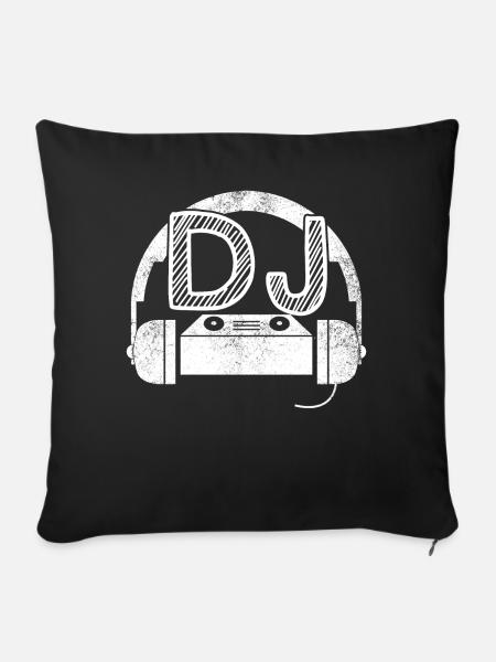 DJ Mischpult mit Kopfhörern - Sofakissenbezug 45 x 45 cm - Schwarz
