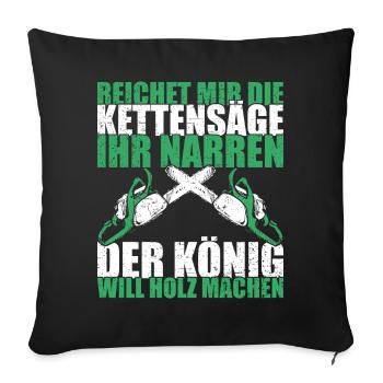 BOIS SCIE TRONÇONNEUSE CADEAU FORÊT DES FRÈRES BOIS - Housse de coussin décorative 45 x 45 cm - noir - Devant