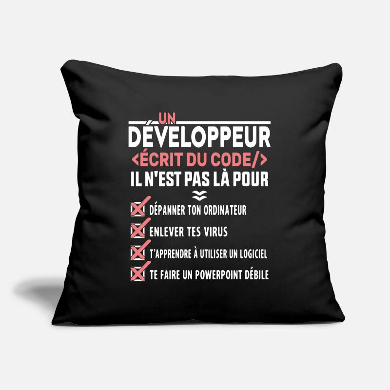 Un Développeur Écrit du Code Cadeau Housse de coussin décorative 45 x 45 cm
