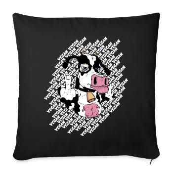 VEGAN COW VEGAN - Sofa pillowcase 17,3'' x 17,3'' (45 x 45 cm) - black - Front