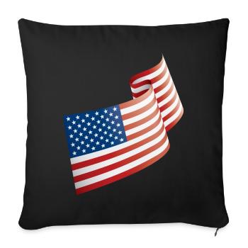 Drapeau des États-Unis dans le vent - Housse de coussin décorative 45 x 45 cm - noir - Devant