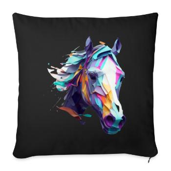 Beautiful horsehead mosaic design - Sofa pillowcase 17,3'' x 17,3'' (45 x 45 cm) - black - Front