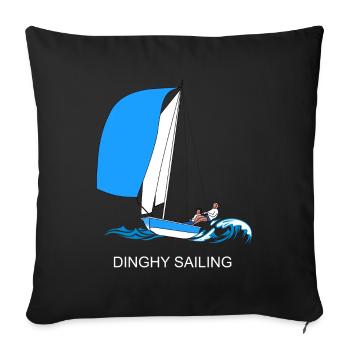 DINGHY SAILING, I'D RATHER BE SAILING T SHIRT - Sofa pillowcase 17,3'' x 17,3'' (45 x 45 cm) - black - Front