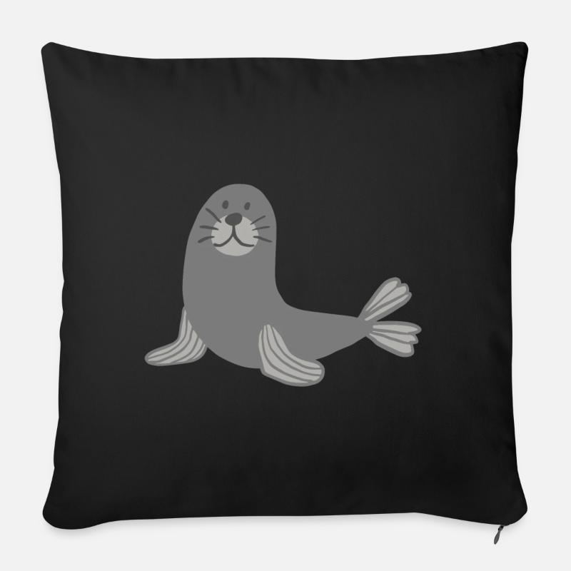 Süßer Seehund - Robbe Seelöwe Meer - Sofakissenbezug 45 x 45 cm - Schwarz