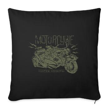 Biker Military Motorrad Gespann - Sofakissenbezug 45 x 45 cm - Schwarz - Vorne