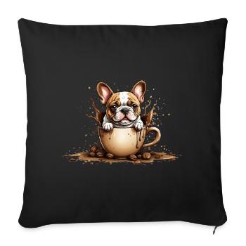COFFEE FRENCH BULLDOG - Sofa pillowcase 17,3'' x 17,3'' (45 x 45 cm) - black - Front