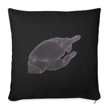 Silhouette géométrique de la main avec fractales - Housse de coussin décorative 45 x 45 cm - noir - Devant