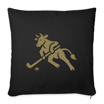 Cow Bull Hockey Player Silhouette - Sofa pillowcase 17,3'' x 17,3'' (45 x 45 cm) - black - Front