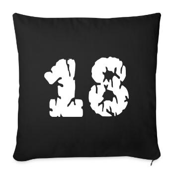 Maillot 18 Numéro - Housse de coussin décorative 45 x 45 cm - noir - Devant