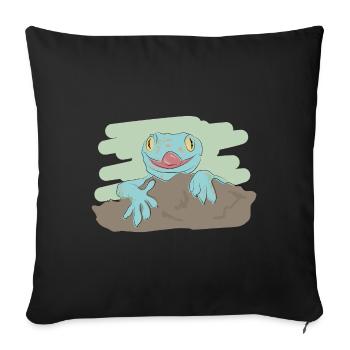 Illustrated design with gecko - Sofa pillowcase 17,3'' x 17,3'' (45 x 45 cm) - black - Front