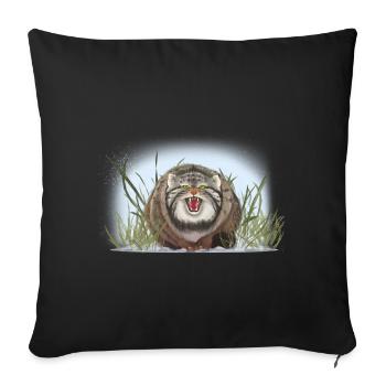 Manul does not like stroking - Sofa pillowcase 17,3'' x 17,3'' (45 x 45 cm) - black - Front