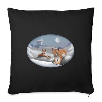Lynx and Snow - Cat - Pet Animals - Sofa pillowcase 17,3'' x 17,3'' (45 x 45 cm) - black - Front