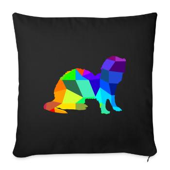 Frettchen Regenbogen Tiere Polygon - Sofakissenbezug 45 x 45 cm - Schwarz - Vorne