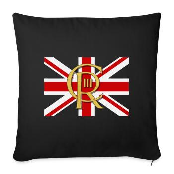 British King Coronation Charles England Flag - Sofa pillowcase 17,3'' x 17,3'' (45 x 45 cm) - black - Front