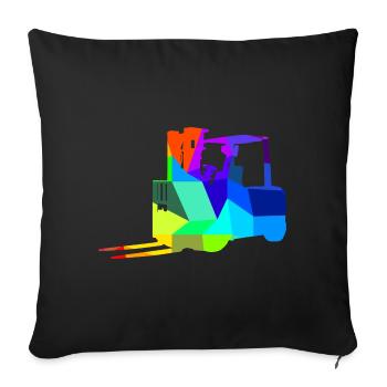 Forklift Rainbow Polygon Construction Vehicle - Sofa pillowcase 17,3'' x 17,3'' (45 x 45 cm) - black - Front