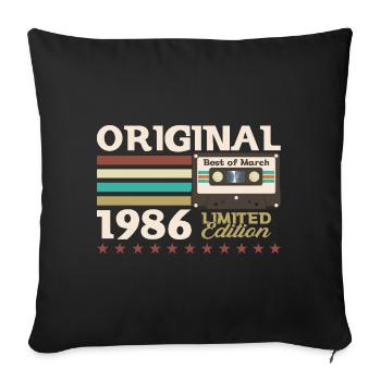 Cassette 39ème Anniversaire Février Millésime 1986 - Housse de coussin décorative 45 x 45 cm - noir - Devant
