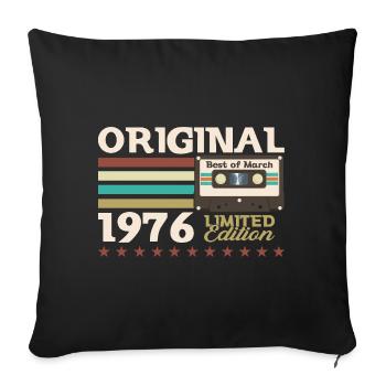 Cassette 49ème Anniversaire Février Millésime 1976 - Housse de coussin décorative 45 x 45 cm - noir - Devant