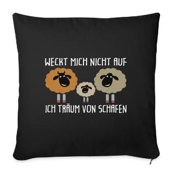 Ich träume von den Schafen - Sofakissenbezug 45 x 45 cm - Schwarz - Vorne