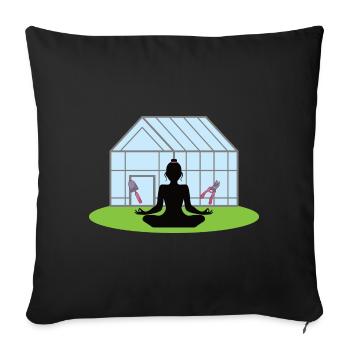 Gärtnern ist mein Yoga Frau mit Schaufel Schere - Sofakissenbezug 45 x 45 cm - Schwarz - Vorne