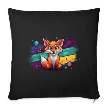Fox - Illustration - Sofa pillowcase 17,3'' x 17,3'' (45 x 45 cm) - black - Front