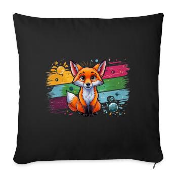 Fuchs - Illustration - Sofakissenbezug 45 x 45 cm - Schwarz - Vorne