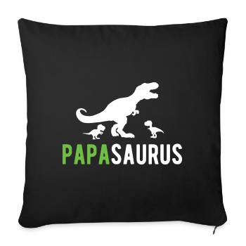 Papasaurus Papa T-Rex 2 Kinder Dino Vater Vatertag - Sofakissenbezug 45 x 45 cm - Schwarz - Vorne