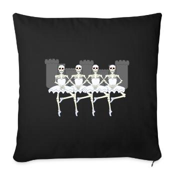 HALLOWEEN squelette ballet tête de mort de château drapeau - Housse de coussin décorative 45 x 45 cm - noir - Devant
