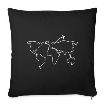 World map plane gift idea white - Sofa pillowcase 17,3'' x 17,3'' (45 x 45 cm) - black - Front