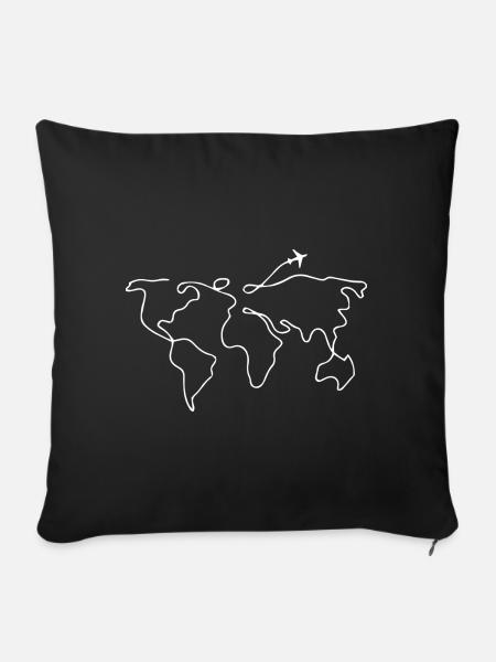 Weltkarte Flugzeug Geschenk Idee weiss - Sofakissenbezug 45 x 45 cm - Schwarz