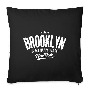 Brooklyn is my happy place - Housse de coussin décorative 45 x 45 cm - noir - Devant