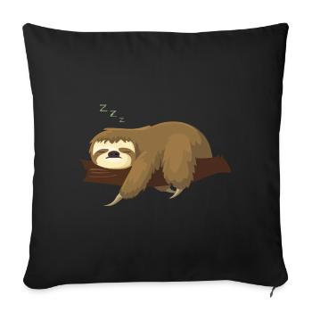 Offizielles Schlafshirt mit schlafendem Faultier - Sofakissenbezug 45 x 45 cm - Schwarz - Vorne