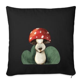 Fliegenpilz mit Eichel - Sofakissenbezug 45 x 45 cm - Schwarz - Vorne