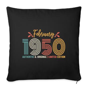 February 1950 Anniversary February 1950 Retro - Sofa pillowcase 17,3'' x 17,3'' (45 x 45 cm) - black - Front