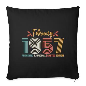 Februar 1957 Geburtstag Februar 1957 Retro - Sofakissenbezug 45 x 45 cm - Schwarz - Vorne