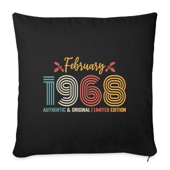 Février 1968 anniversaire Février 1968 rétro - Housse de coussin décorative 45 x 45 cm - noir - Devant