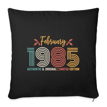 Février 1985 anniversaire Février 1985 rétro - Housse de coussin décorative 45 x 45 cm - noir - Devant