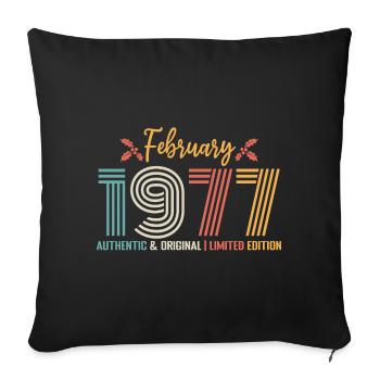Février 1977 anniversaire Février 1977 rétro - Housse de coussin décorative 45 x 45 cm - noir - Devant