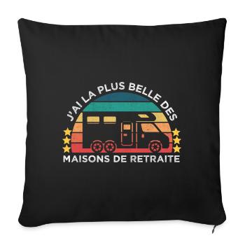 La plus belle maison de retraite humour camping - Housse de coussin décorative 45 x 45 cm - noir - Devant