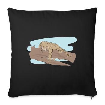 Illustrated design with Jaguar - Sofa pillowcase 17,3'' x 17,3'' (45 x 45 cm) - black - Front