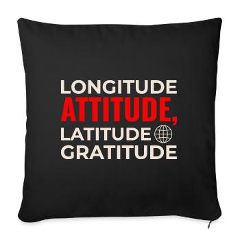 Longitude Latitude Attitude Gratitude GIS Map - Sofa pillowcase 17,3'' x 17,3'' (45 x 45 cm) - black - Front