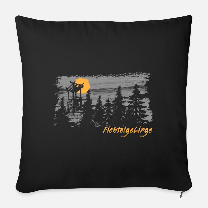 Fichtelgebirge Schneeberg Backöfele Pinselstrich - Sofakissenbezug 45 x 45 cm - Schwarz