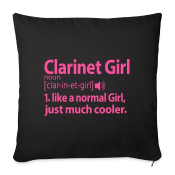 Joueuse de clarinette Dictons de joueur de clarinette - Housse de coussin décorative 45 x 45 cm - noir - Devant