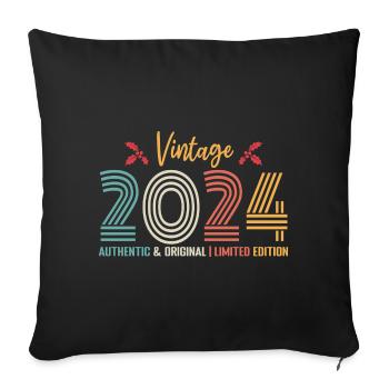 anniversaire 2024 anniversaire né en 2024 rétro - Housse de coussin décorative 45 x 45 cm - noir - Devant