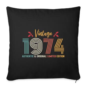 1974 Birthday Born in 1974 Retro - Sofa pillowcase 17,3'' x 17,3'' (45 x 45 cm) - black - Front