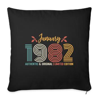January 1982 Birthday January 1982 Retro - Sofa pillowcase 17,3'' x 17,3'' (45 x 45 cm) - black - Front