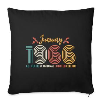 January 1966 Birthday January 1966 Retro - Sofa pillowcase 17,3'' x 17,3'' (45 x 45 cm) - black - Front