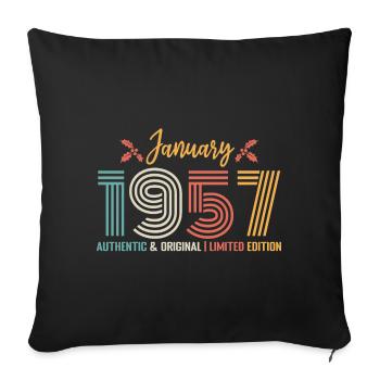 Januar 1957 Geburtstag Januar 1957 Retro - Sofakissenbezug 45 x 45 cm - Schwarz - Vorne