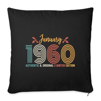 January 1960 Anniversary January 1960 Retro - Sofa pillowcase 17,3'' x 17,3'' (45 x 45 cm) - black - Front