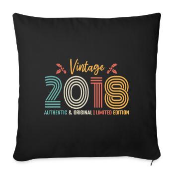 Anniversaire 2018 Anniversaire né en 2018 rétro - Housse de coussin décorative 45 x 45 cm - noir - Devant