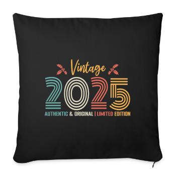 Birthday 2025 Birthday Born in 2025 Retro - Sofa pillowcase 17,3'' x 17,3'' (45 x 45 cm) - black - Front
